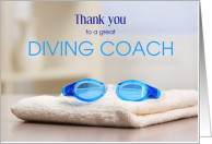 Diving Coach Thank you Swim Goggles on Towel card