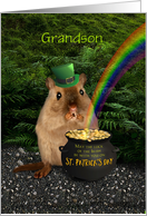 Grandson Lucky Irish Gerbil St. Patrick’s Day Pot O’ Gold and Rainbow card