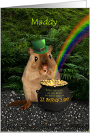 Custom Name Lucky Irish Gerbil St. Patrick’s Day Pot O’ Gold for Maddy card