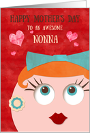 Nonna Awesome Retro Lady Red Lipstick and Earrings Mother’s Day card