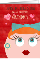 Grandma Awesome Retro Lady Red Lipstick and Earrings Mother’s Day card
