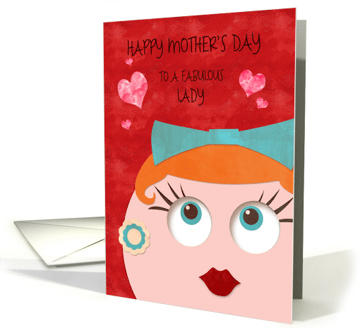 Mother's Day Awesome Retro Lady Red Lipstick and Earrings card