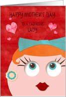 Mother’s Day Awesome Retro Lady Red Lipstick and Earrings card
