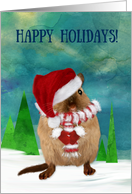 Happy Holidays Gerbil in Santa Hat Scarf and Mittens card