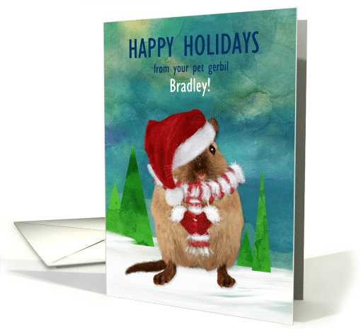 From Pet Gerbil Happy Holidays in Santa Hat Scarf and... (1543420)