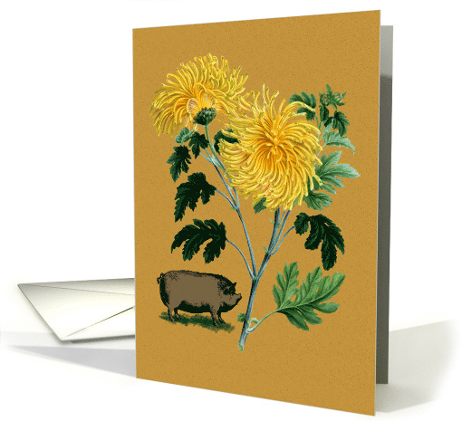 Vietnamese Any Occasion Card Yellow Chrysanthemum and Pot... (1543798)