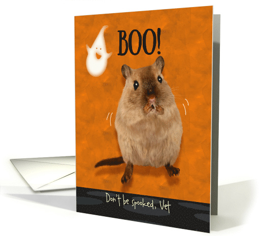 Veterinarian Ghostly Boo Spooked Gerbil Halloween Custom card