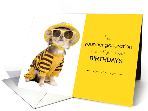 Birthday Fabulous Sassy Dog in Hat and Sunglasses Age Humor card