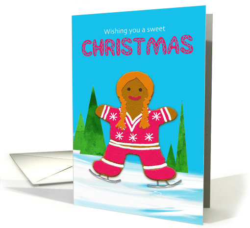 Christmas Gingerbread Ice Skating Girl in Winter Scene card (1546514)