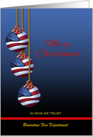 Firefighters Patriotic Merry Christmas U.S. Flag In God We Trust card