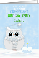 Winter Onederland Birthday First Birthday Custom Name Owl and Cake card