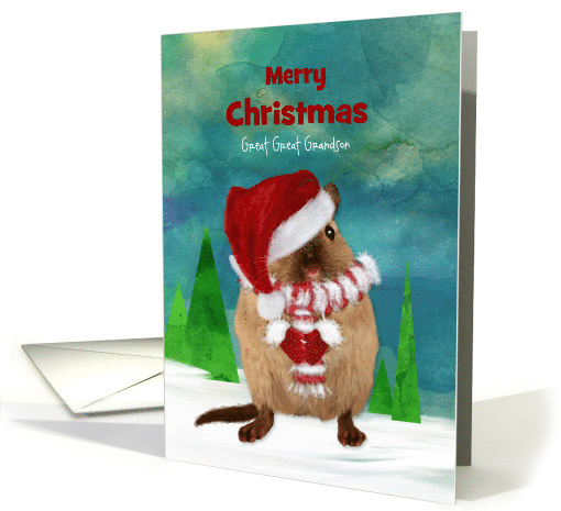 Great Great Grandson Merry Christmas Cute Gerbil in Snowscape card