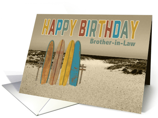 Surfing Happy Birthday for Brother in Law Vintage Longboards card