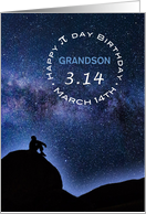 Grandson Happy Pi Day Birthday 3.14 March Celestial Silhouette Custom card
