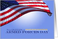 Armed Forces Day for Service Members Flying American Flag Gold Stars card