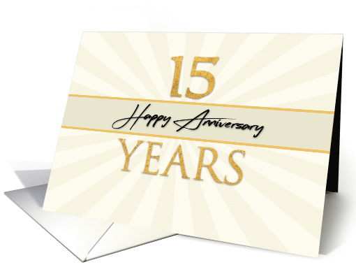 Employee 15th Anniversary Faux Gold on Cream Sunburst Background card