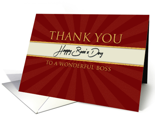 Thank you on Boss's Day Royal Red and Cream with Faux Gold card