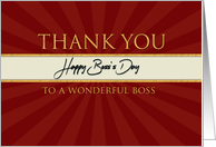 Thank you on Boss’s Day Royal Red and Cream with Faux Gold card