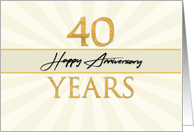 Employee 40th Anniversary Faux Gold on Cream Sunburst Background card