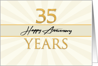 Employee 35th Anniversary Faux Gold on Cream Sunburst Background card