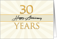 Employee 30th Anniversary Faux Gold on Cream Sunburst Background card