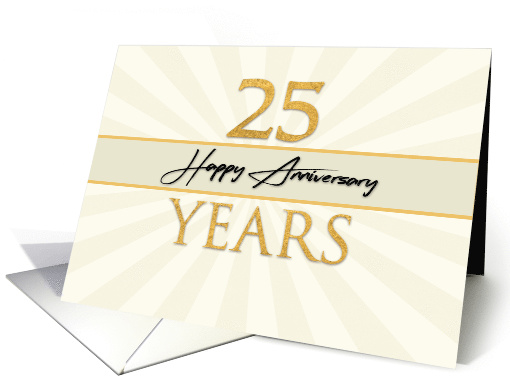 Employee 25th Anniversary Faux Gold on Cream Sunburst Background card