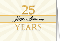 Employee 25th Anniversary Faux Gold on Cream Sunburst Background card