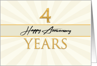 Employee 4th Anniversary Faux Gold on Cream Sunburst Background card