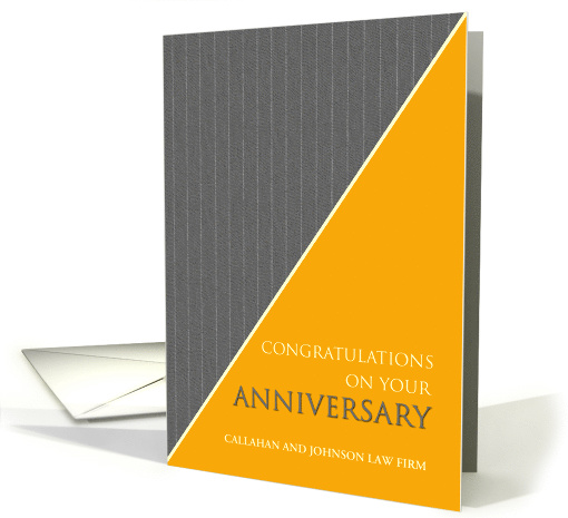 Employee Anniversary Gray Pinstripe with Custom Company Name card