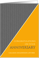 Employee Anniversary Gray Pinstripe with Custom Company Name card