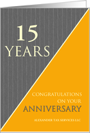 15 Years Custom Employee Anniversary Classic Gray Pinstripe Business card