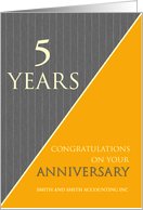 5 Years Custom Employee Anniversary Classic Gray Pinstripe Business card