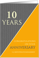 10 Years Custom Employee Anniversary Classic Gray Pinstripe Business card