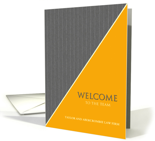 Welcome to the Team Custom Name Business Gray Pinstripe and Ochre card