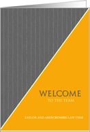 Welcome to the Team Custom Name Business Gray Pinstripe and Ochre card