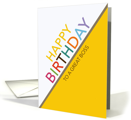 Business Boss Birthday Multicolor Letters White and Yellow card