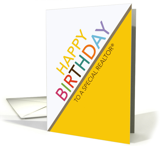 Business Realtor Birthday Multicolor Letters White and Yellow card