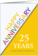 25 Years Custom Employee Anniversary Multicolor Letters Business card