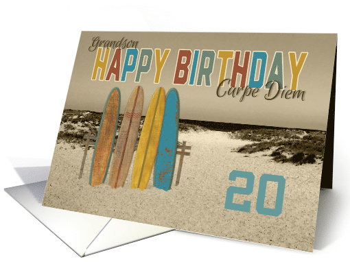 Grandson Surfing 20th Custom Birthday Carpe Diem Vintage... (1570642)