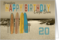 Grandson Surfing 20th Custom Birthday Carpe Diem Vintage Longboards card