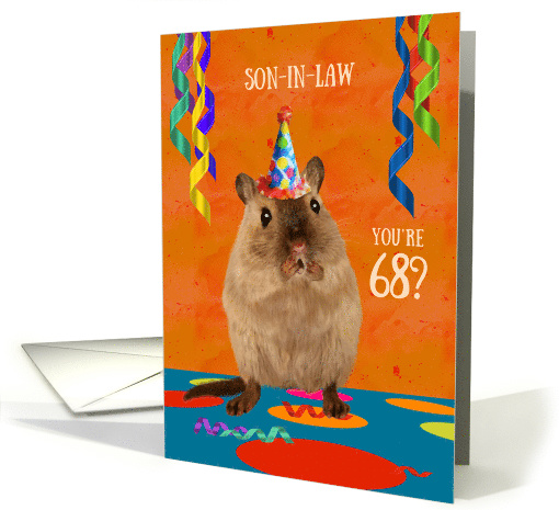 Son in Law 68th Birthday Shocked Gerbil in Party Hat Humor card