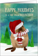 Happy Holidays Volunteer Animal Services Gerbil in Santa Hat card