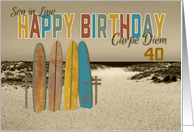 Custom Any Age Son in Law 40th Birthday Carpe Diem Vintage Longboards card