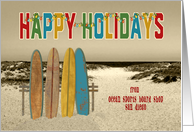 Business Custom Name Christmas Happy Holidays Vintage Surfboards card