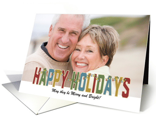 Happy Holidays Photo Card with Vintage Retro Letters and... (1586868)