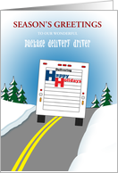 Package Delivery Driver White Truck Road Snow Custom Greetings card