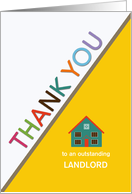 Thank you to Landlord Multicolor Letters and House Bright Yellow card