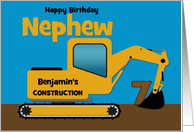 Nephew 7th Birthday Custom Name Yellow Excavator card