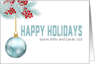 Happy Holidays Business Custom Name Ornament Evergreens card