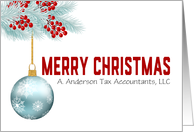 Merry Christmas Business Custom Name Ornament Evergreens card